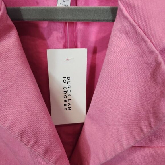 DEREK LAM 10 CROSBY Courtney cropped cotton-blend blazer - Bright Pink - Size 8 - Picture 6 of 11